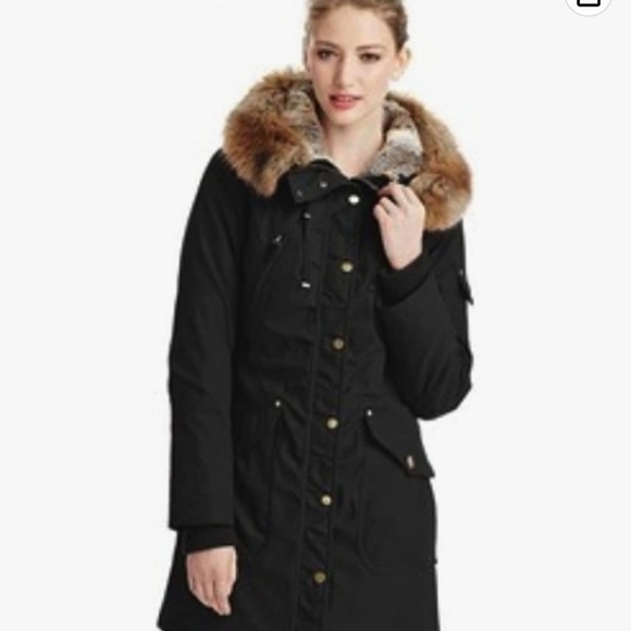1 Madison Expedition Women's Faux Fur Trim Parka Jacket Coat Small Black - Picture 2 of 7